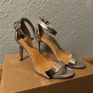 J. Crew Metallic Silver Heels